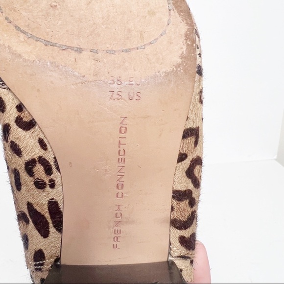 French Connection Calf Hair Cheetah Print Pointed Toe Booties Size 7.5 Women’s - Picture 5 of 7